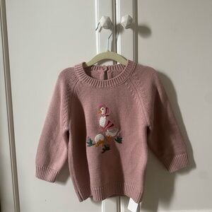 Pink Sweater with Embroidered Duck Design